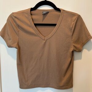Olivia Rae Tan Ribbed Crop Top